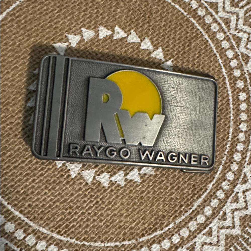 Raygo Wagner Belt Buckle with Yellow Accent Brass